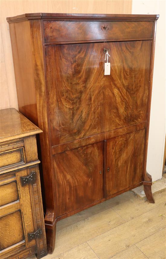 A 19th century German mahogany secretaire a abbatant W.90cm